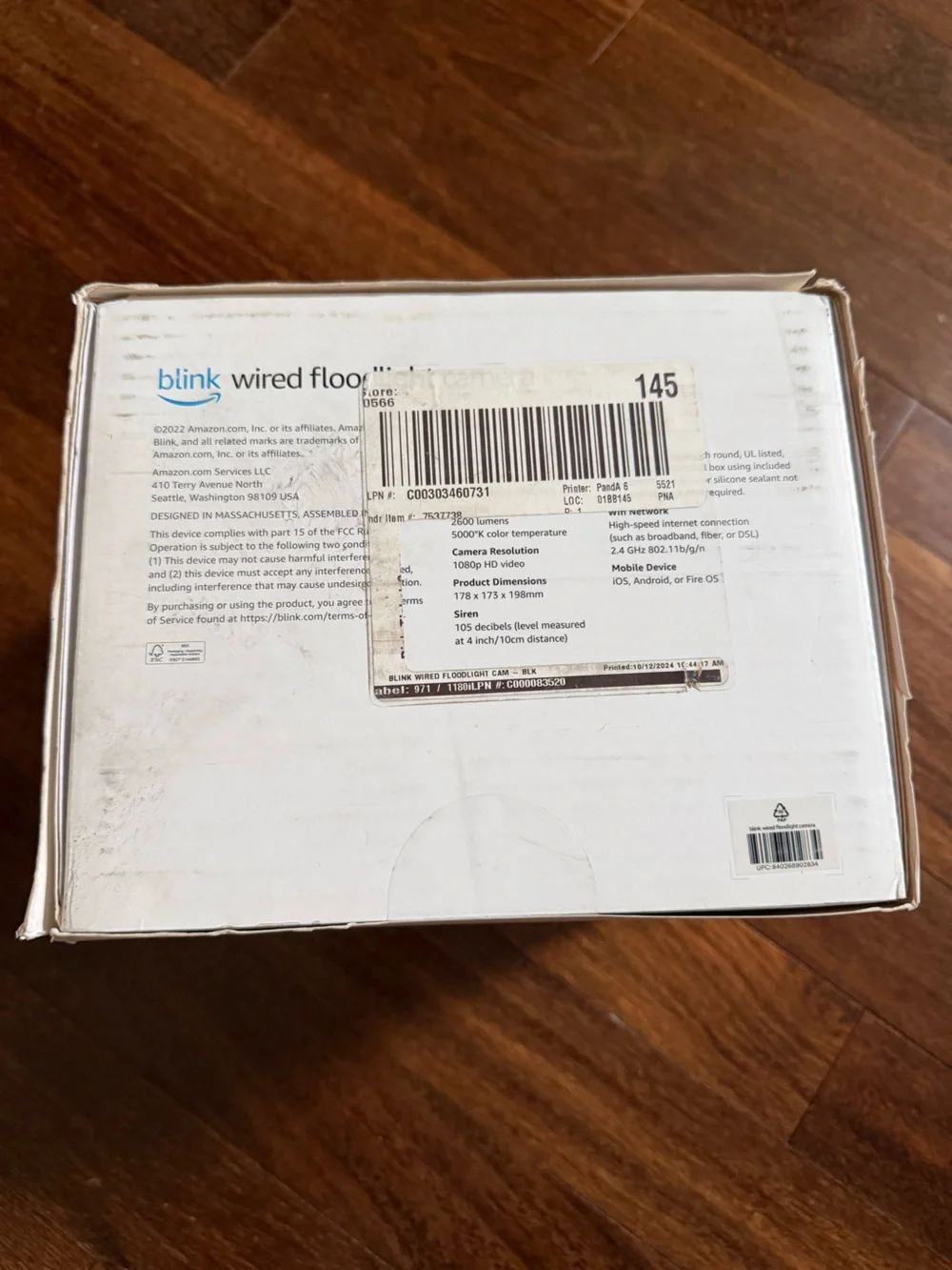 NWT Blink Wired Floodlight Camera - Black
